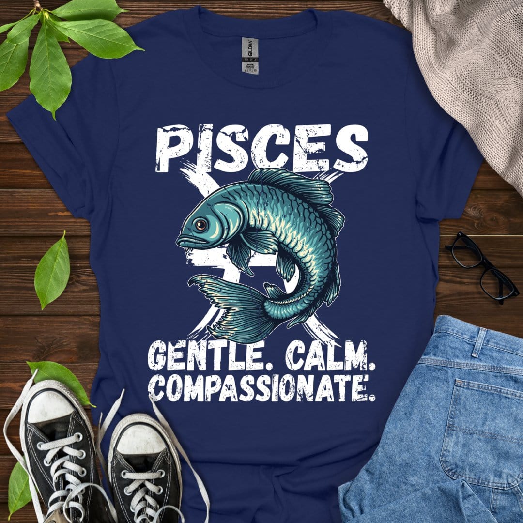 Printify T-Shirt Navy / XS Pisces - Gentle. Calm. Compassionate.