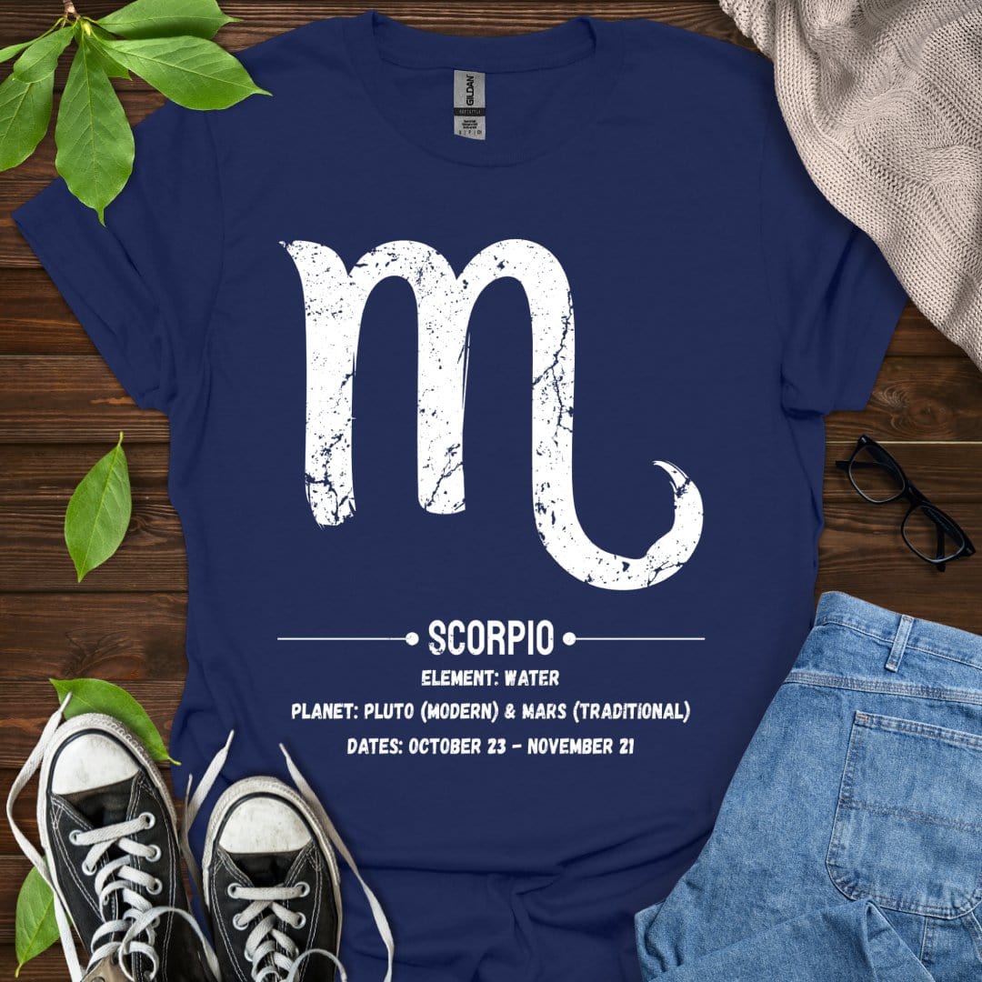 Printify T-Shirt Navy / XS Scorpio Glyph