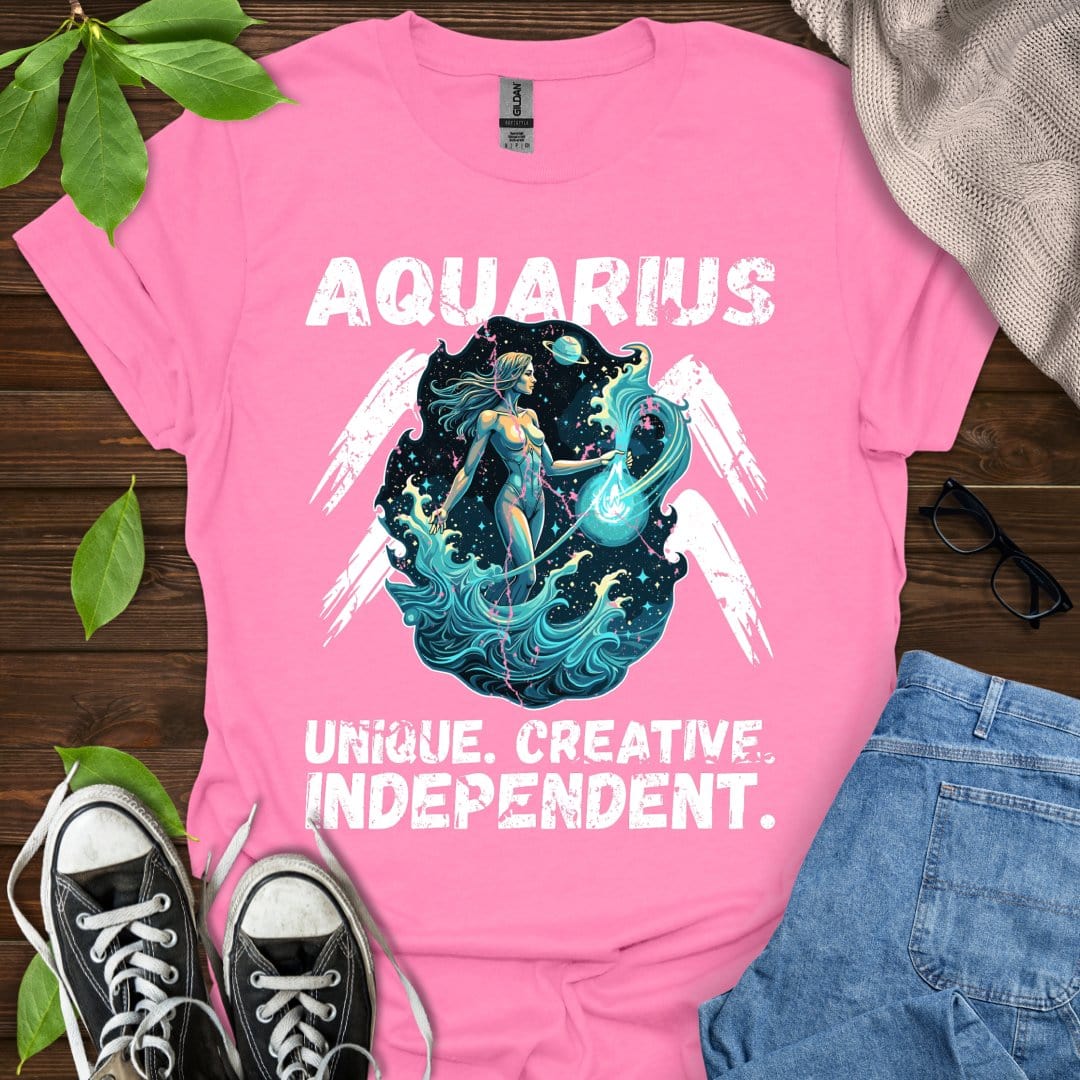 Printify T-Shirt Pink / S Aquarius - Unique. Creative. Independent.