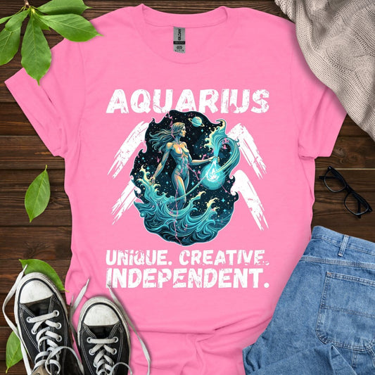 Printify T-Shirt Pink / S Aquarius - Unique. Creative. Independent.