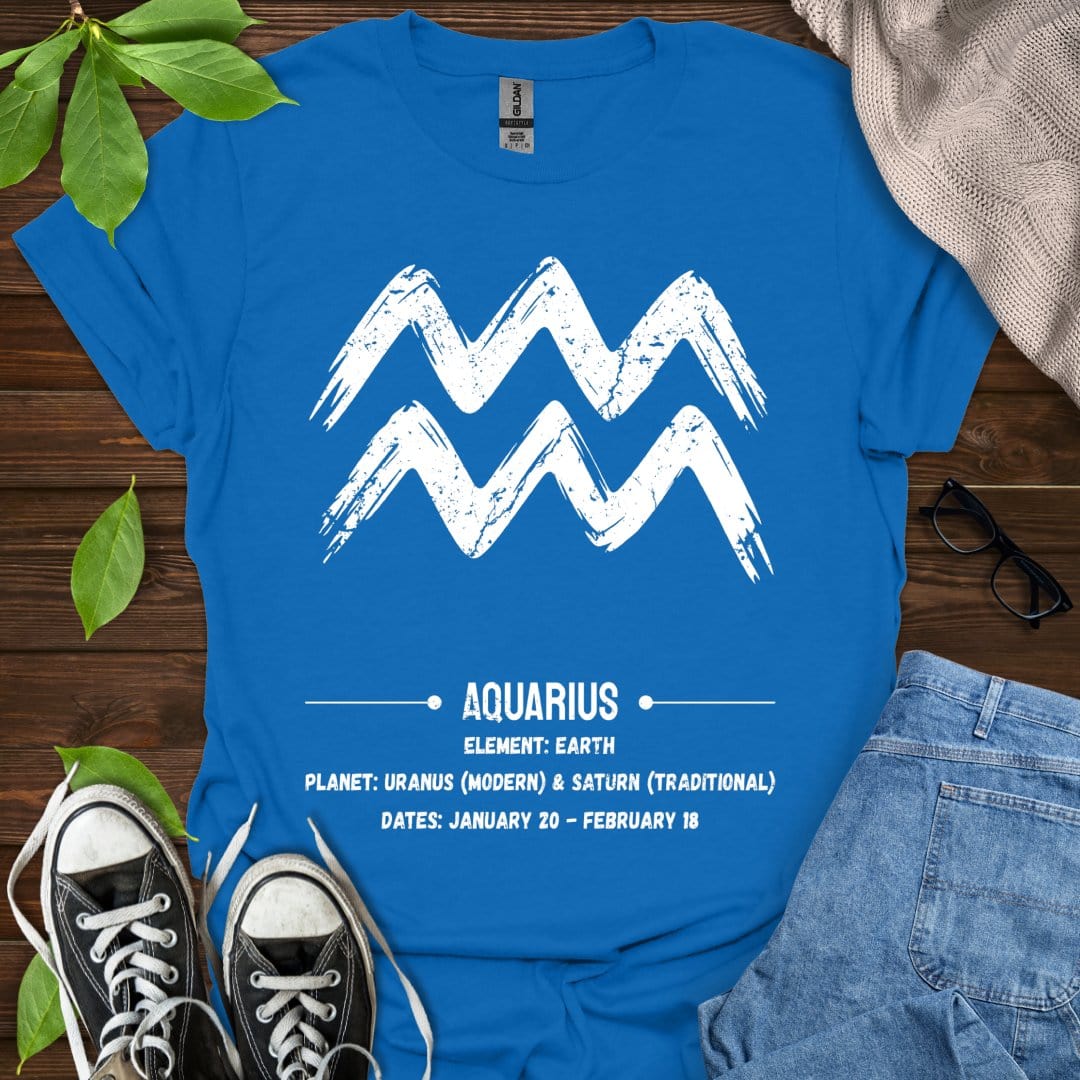 Printify T-Shirt Royal / XS Aquarius Glyph
