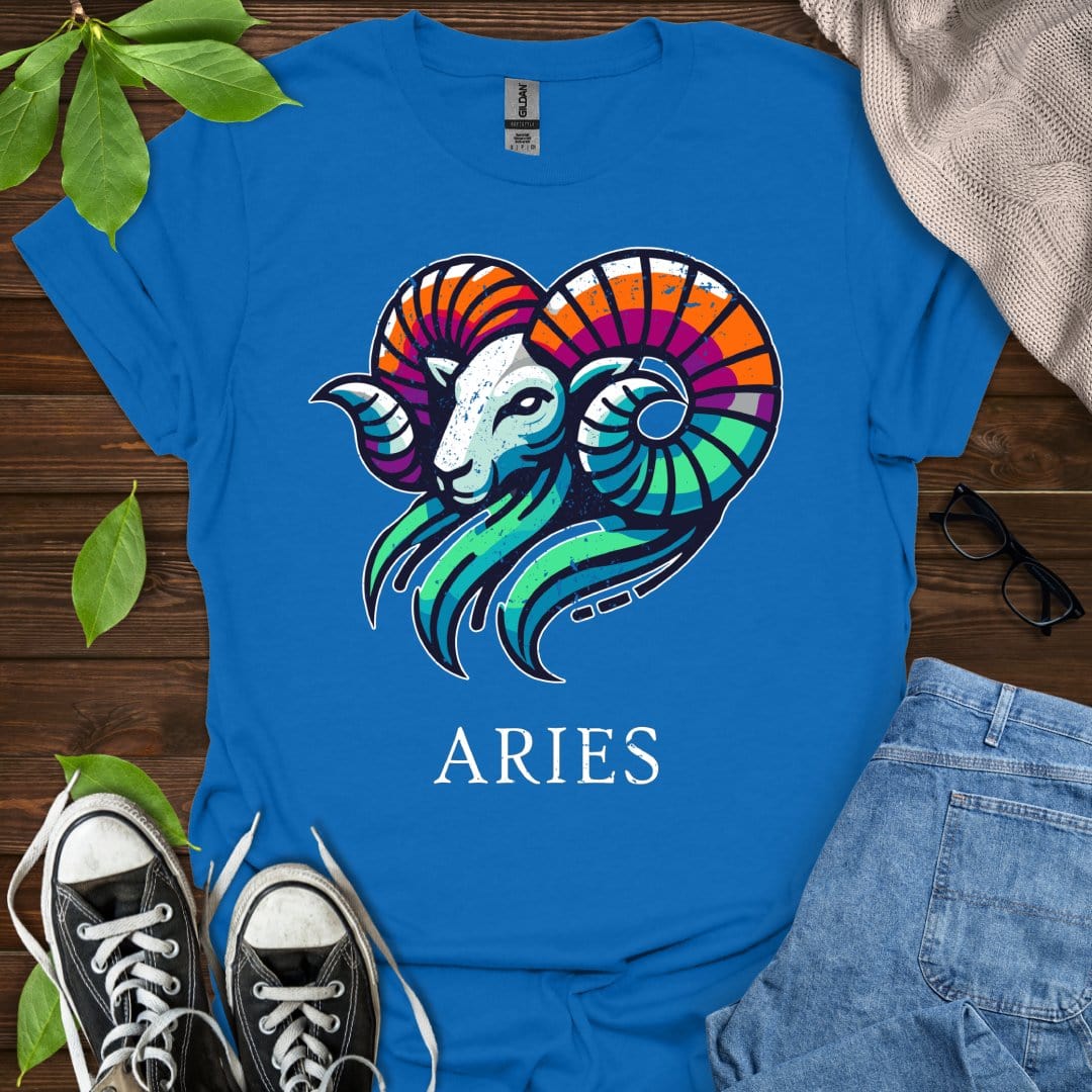 Printify T-Shirt Royal / XS Aries (Simple)