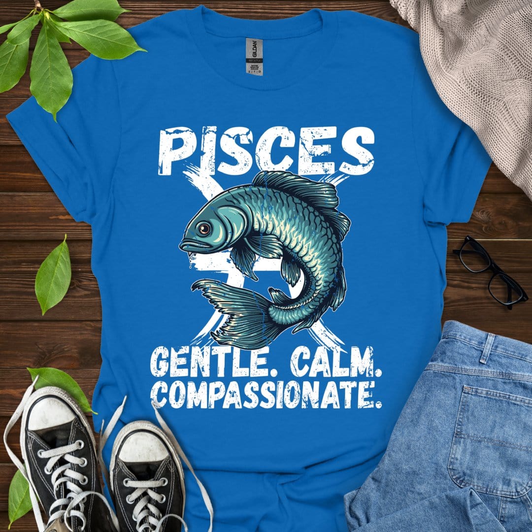 Printify T-Shirt Royal / XS Pisces - Gentle. Calm. Compassionate.