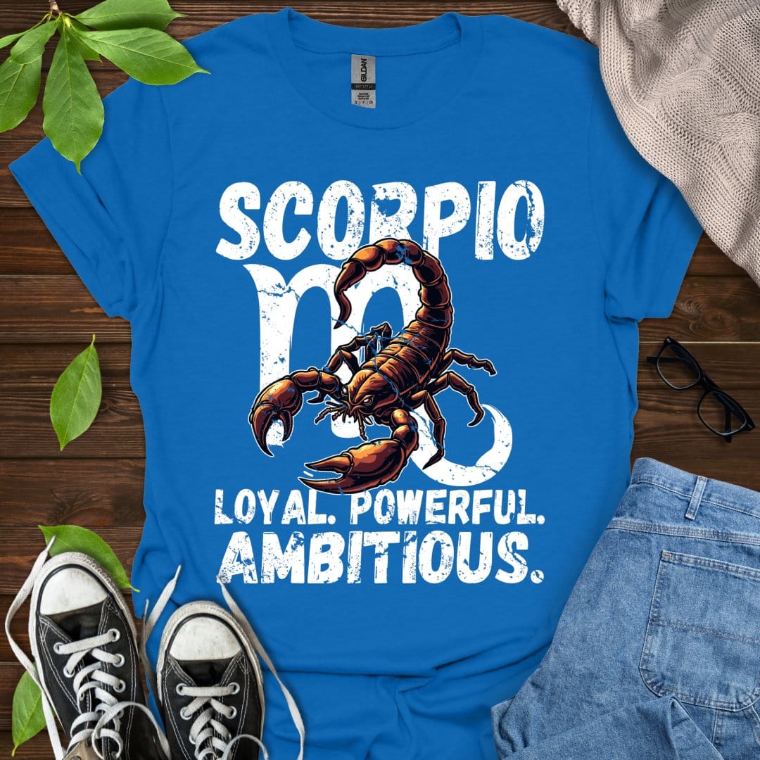 Printify T-Shirt Royal / XS Scorpio - Loyal. Powerful. Ambitious