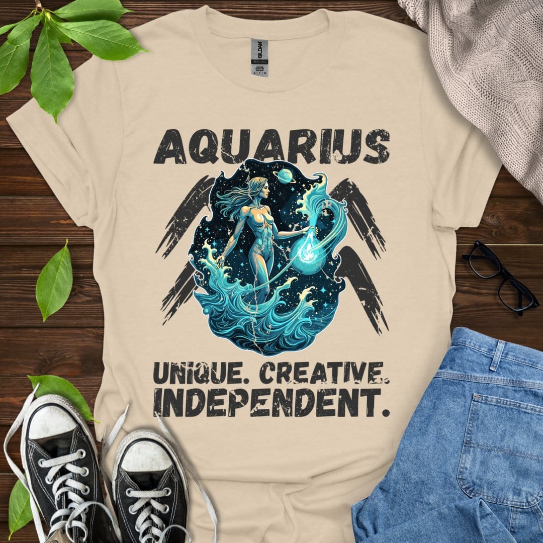 Printify T-Shirt Sand / S Aquarius - Unique. Creative. Independent.