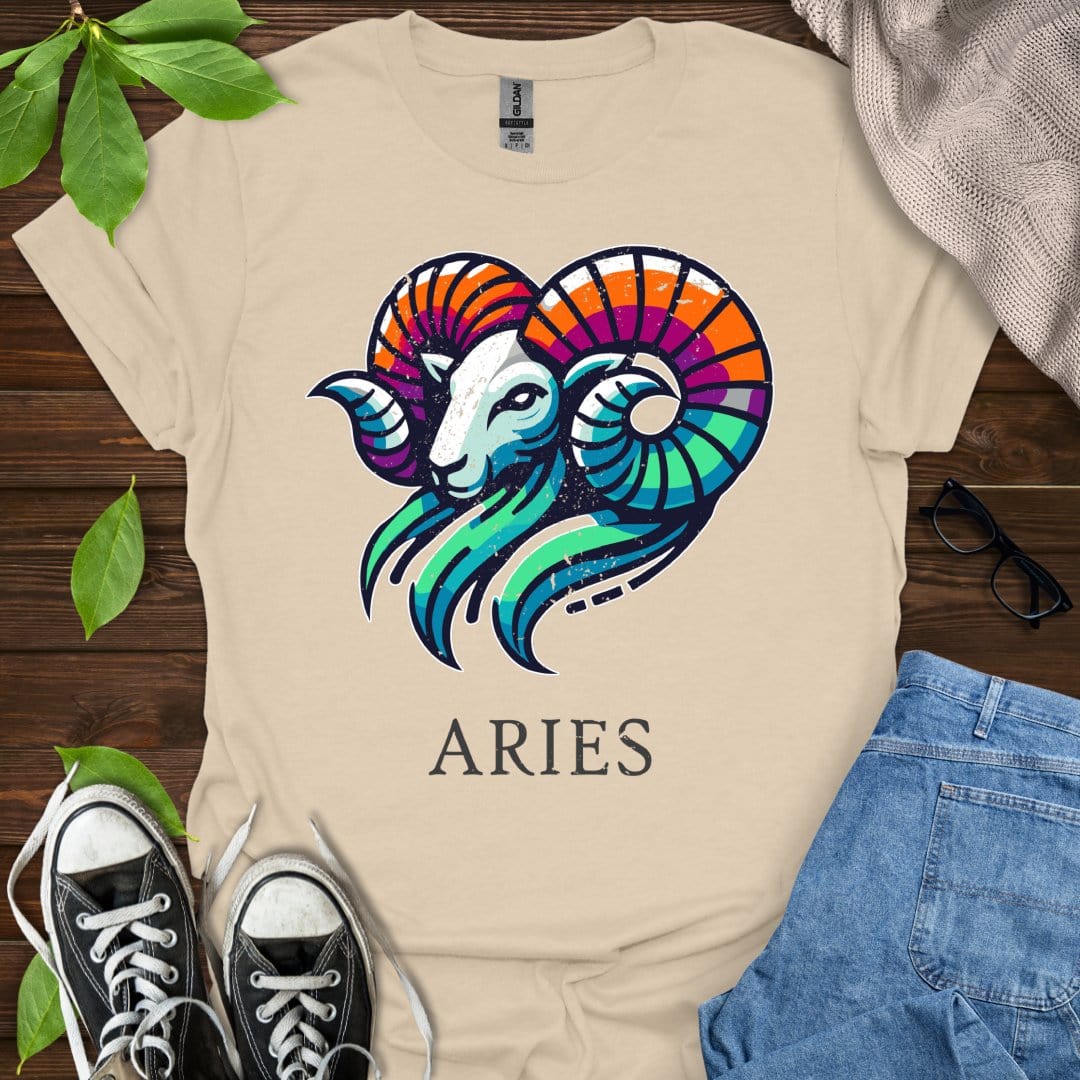 Printify T-Shirt Sand / S Aries (Simple)
