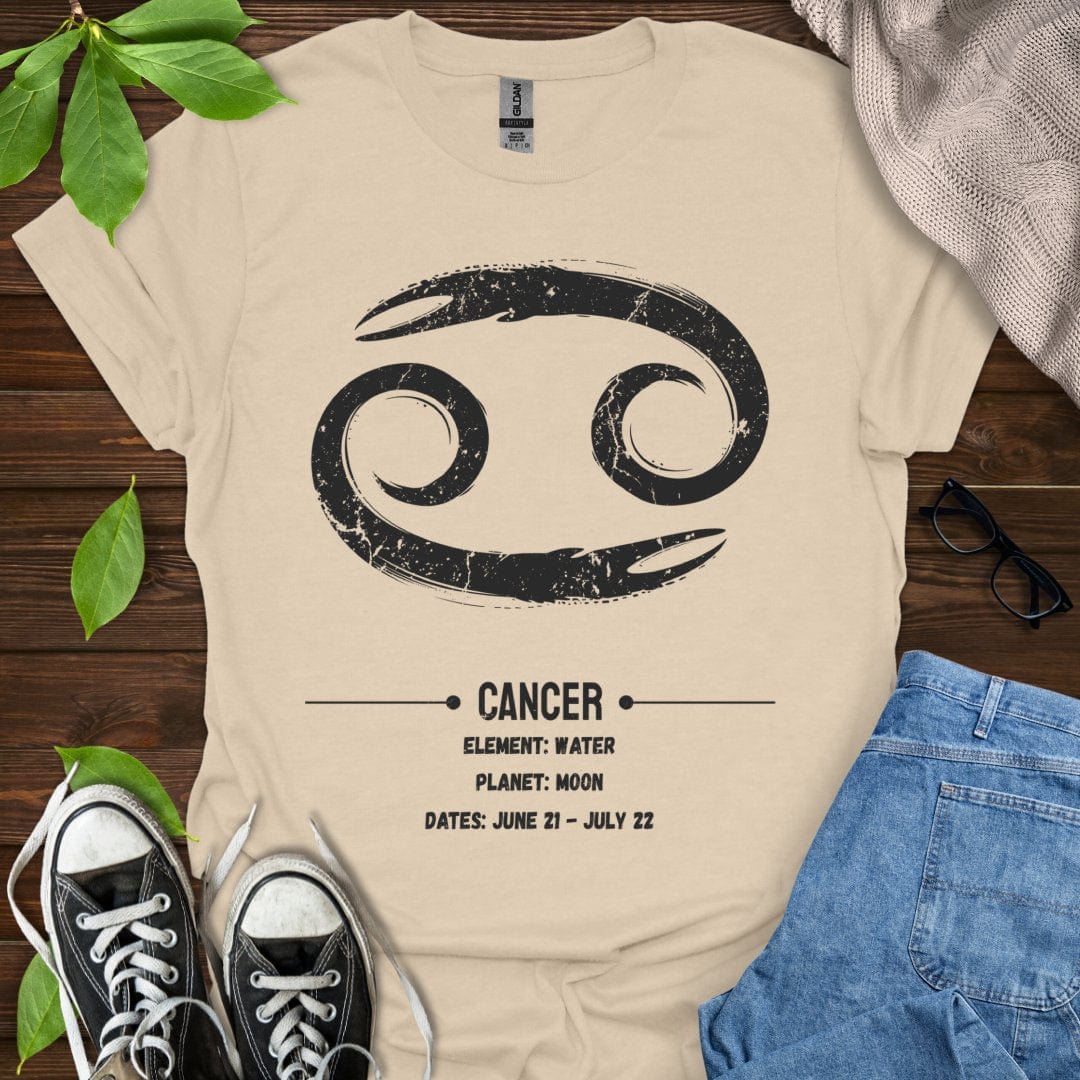 Printify T-Shirt Sand / S Cancer Glyph T-Shirt