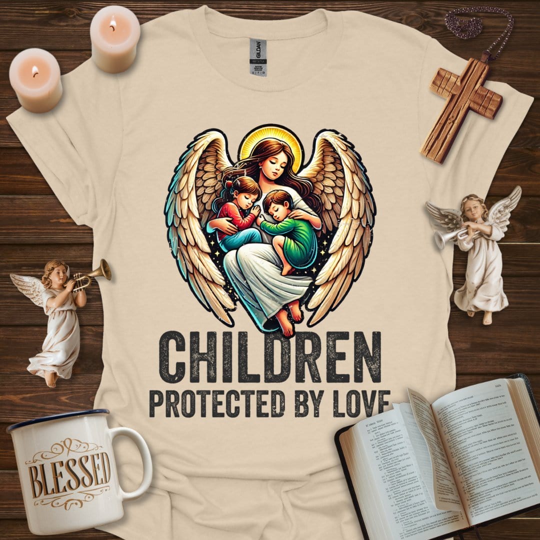 Printify T-Shirt Sand / S Children Protected By Love T-Shirt