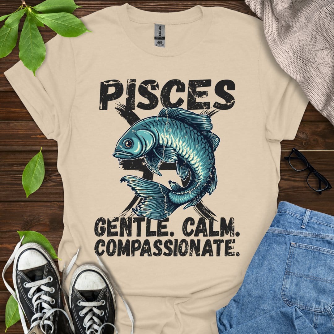 Printify T-Shirt Sand / S Pisces - Gentle. Calm. Compassionate.