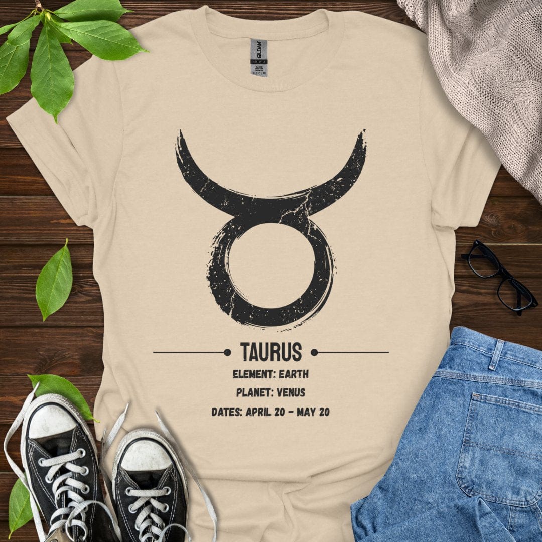 Printify T-Shirt Sand / S Taurus Glyph