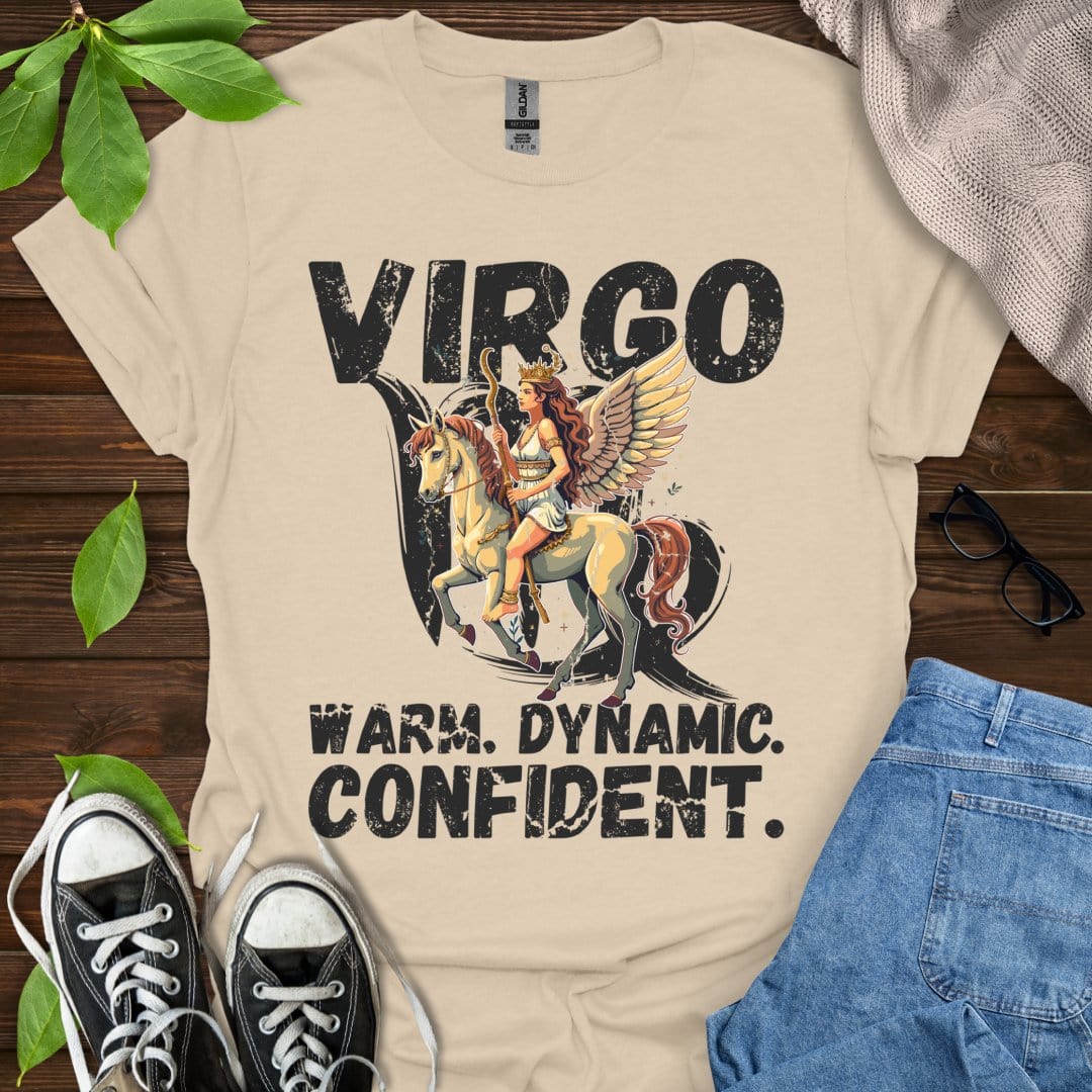 Printify T-Shirt Sand / S Virgo - Warm. Dynamic. Confident.