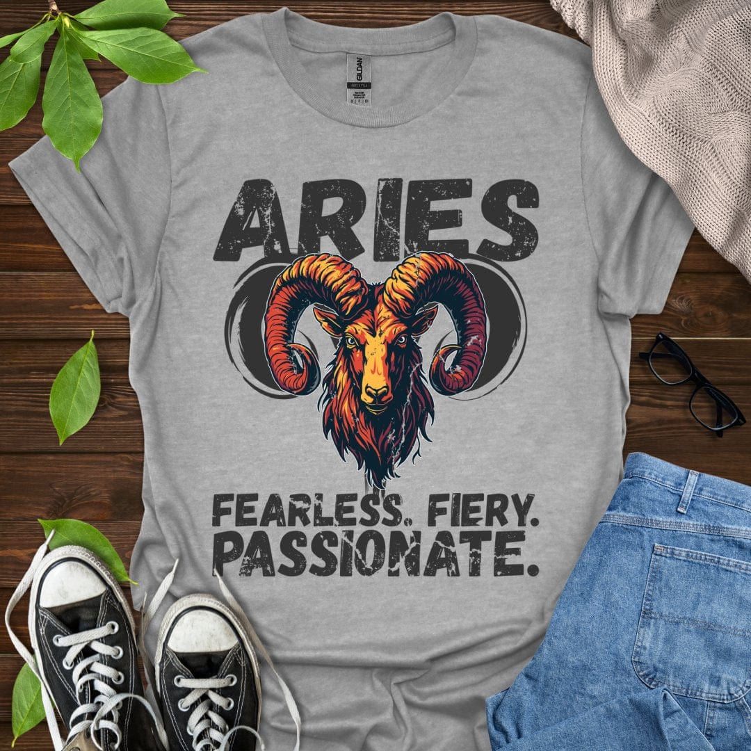 Printify T-Shirt Sport Grey / XS Aries - Fearless. Fiery. Passionate.
