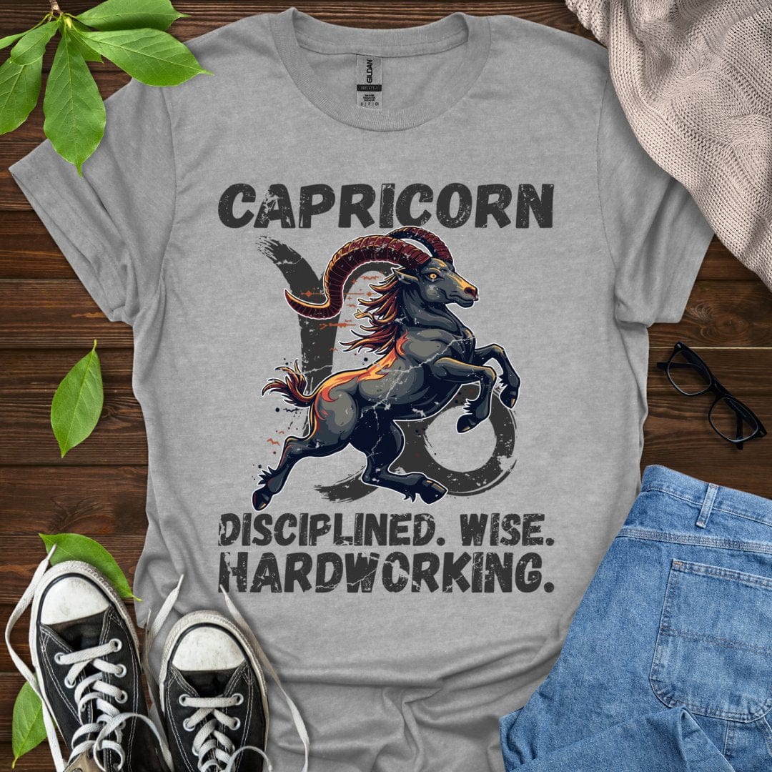 Printify T-Shirt Sport Grey / XS Capricorn - Disciplined. Wise. Hardworking.