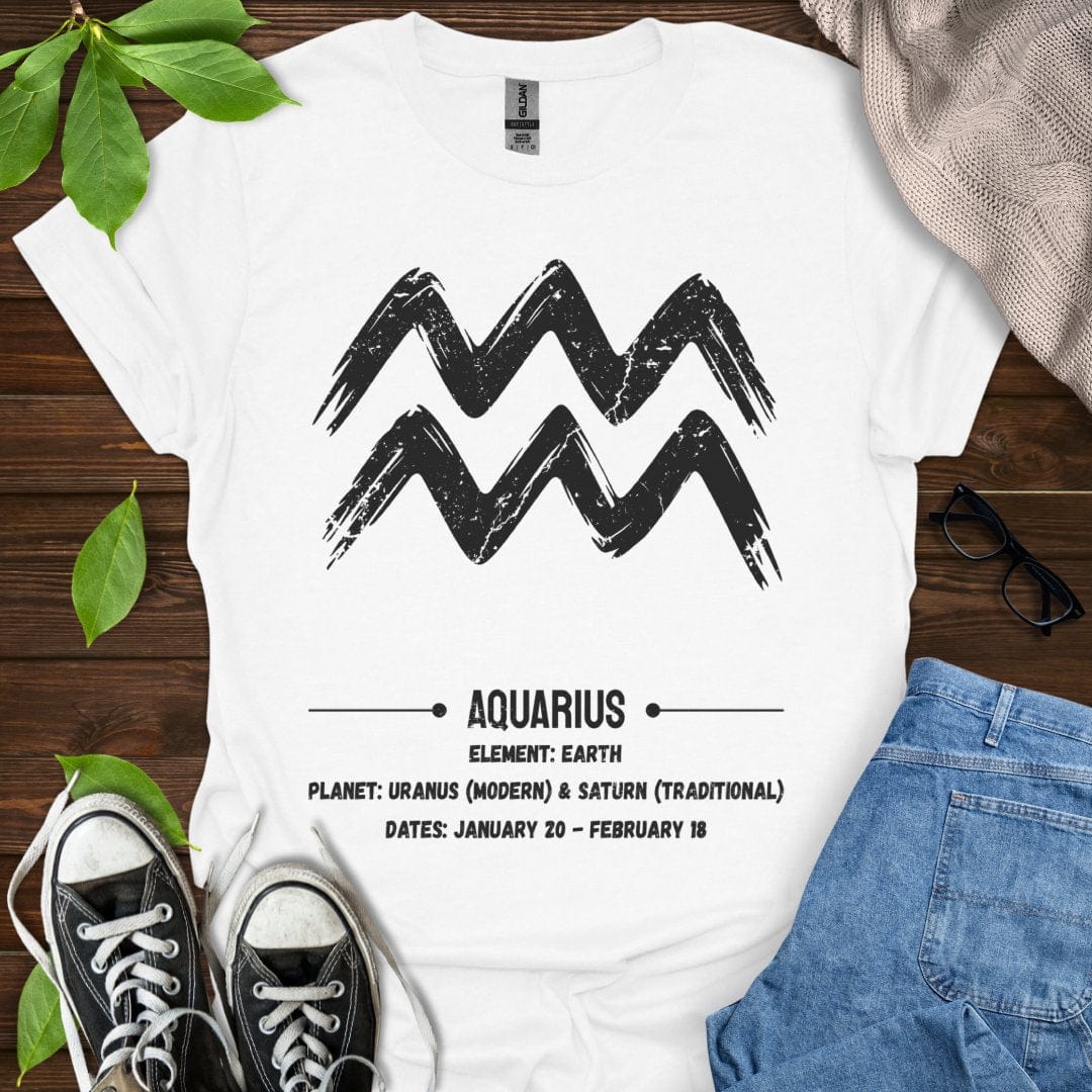 Printify T-Shirt White / XS Aquarius Glyph