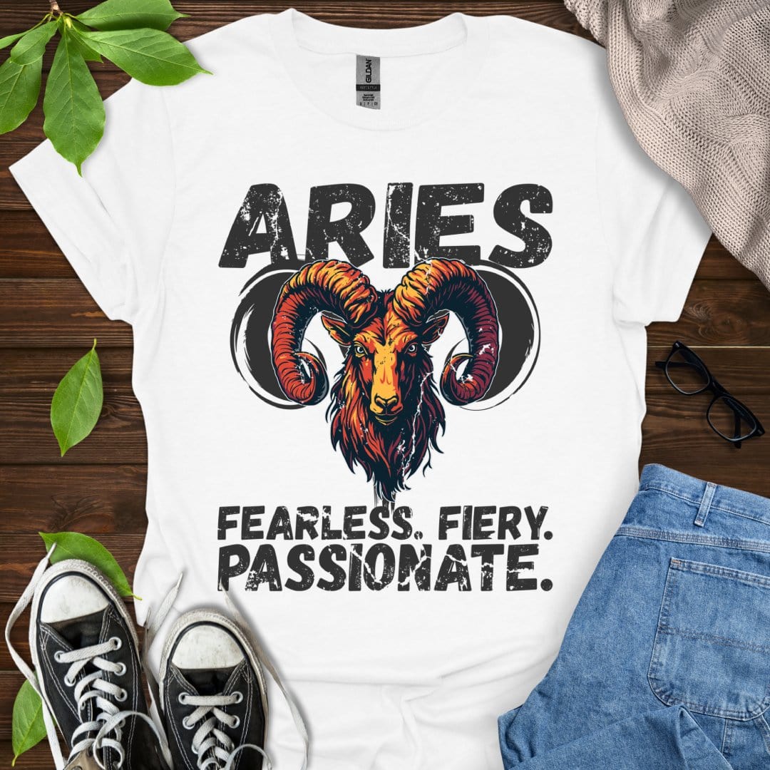 Printify T-Shirt White / XS Aries - Fearless. Fiery. Passionate.