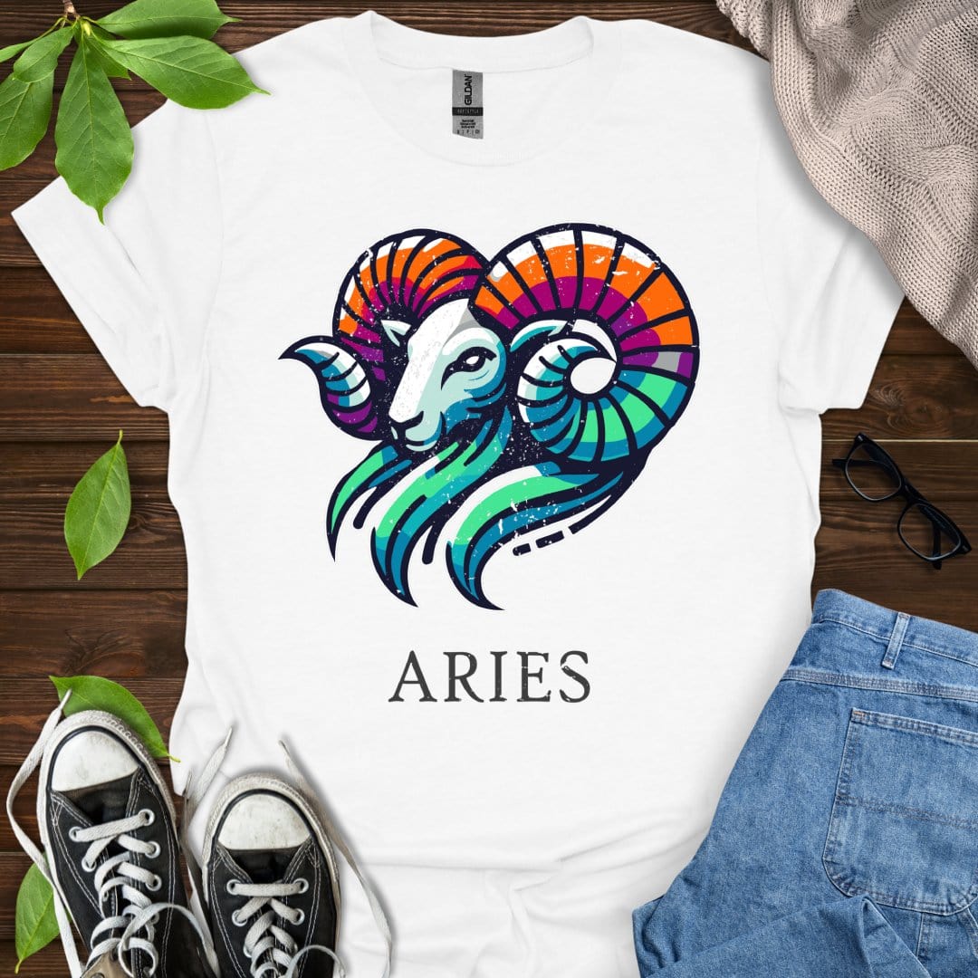 Printify T-Shirt White / XS Aries (Simple)