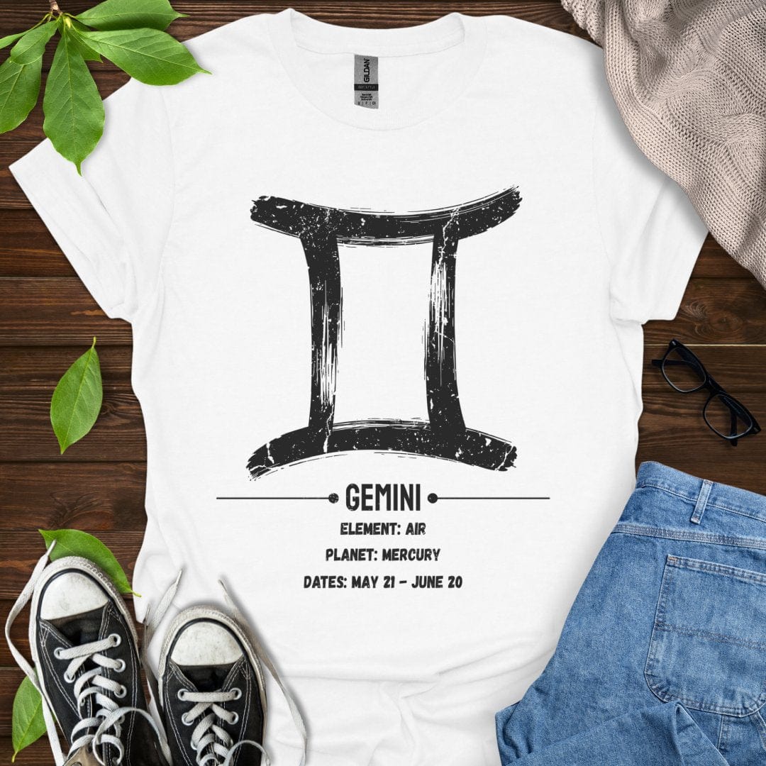 Printify T-Shirt White / XS Gemini Glyph