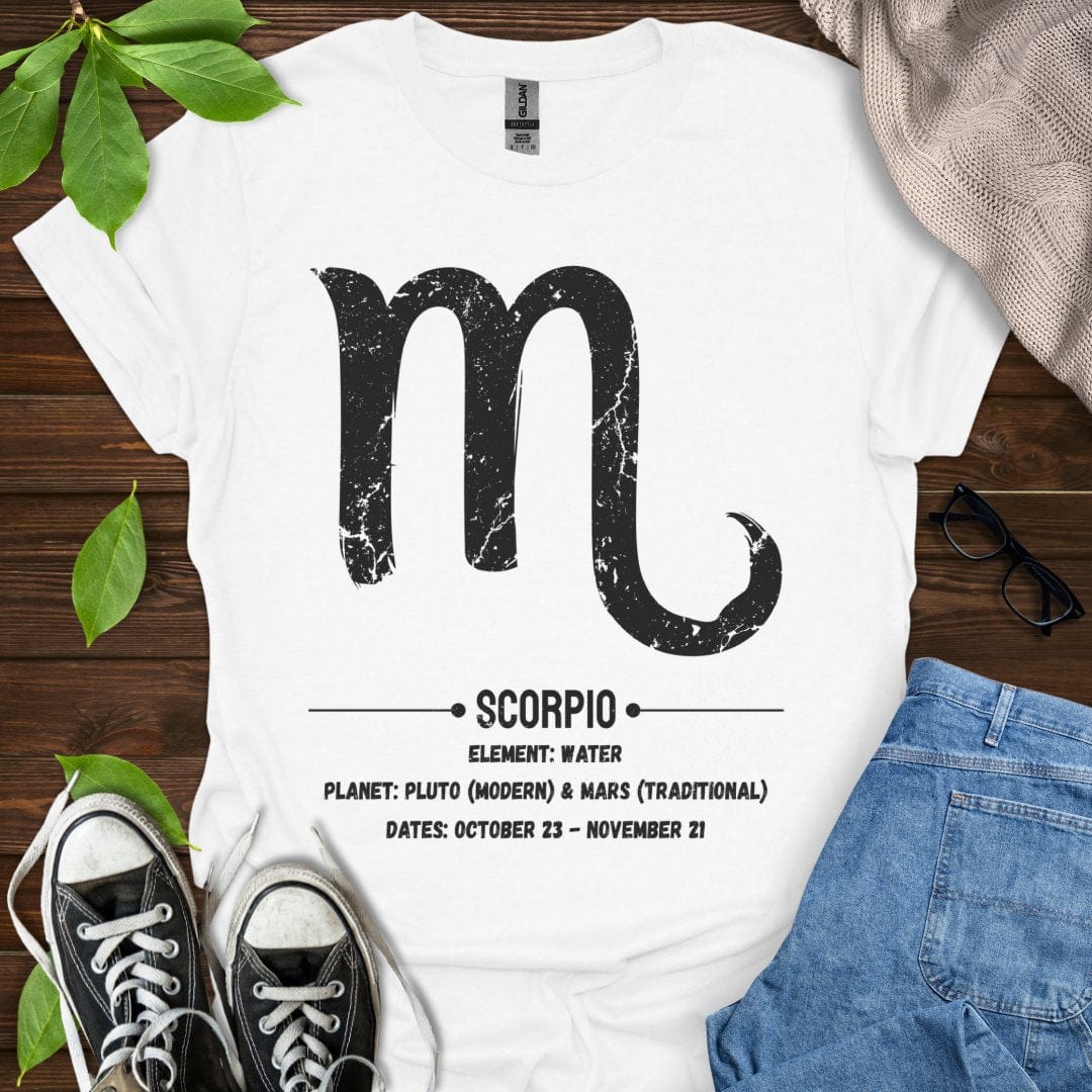 Printify T-Shirt White / XS Scorpio Glyph